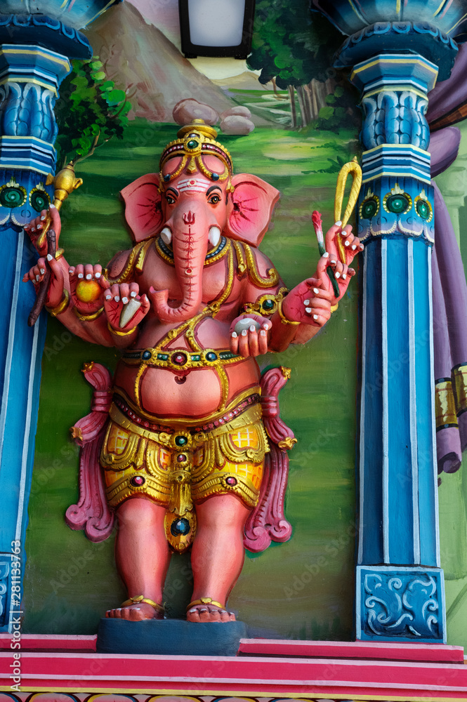 Ganesha Ganesh, the Hindu god of the success in Hindu Temple