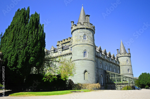 Inveraray Castle is an estate house near Inveraray in the county of Argyll on the shore of Loch Fyne,It has been the seat of the Duke of Argyll photo