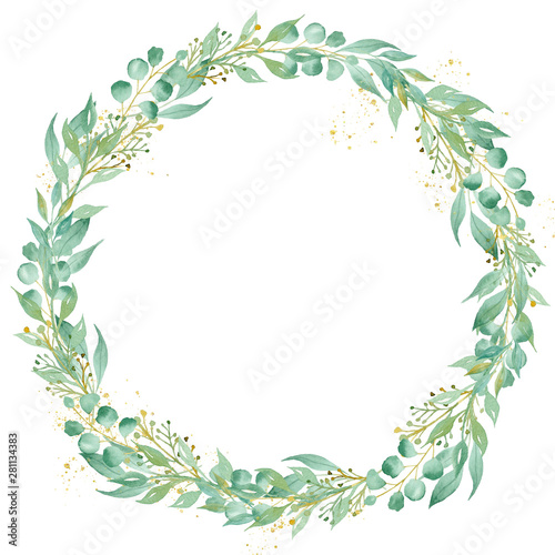 Obraz na płótnie Decorative floral round frame watercolor raster illustration w salonie