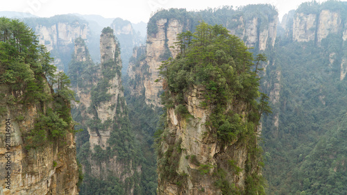 Natural quartz sandstone pillar the Avatar Hallelujah Mountain located in the Zhangjiajie National Forest Park  China 