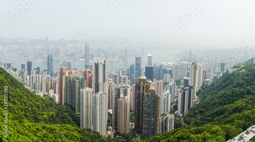 Canvas Print Hong Kong, China - City skyline from Victoria Peak, skyscraper-studded skyline
