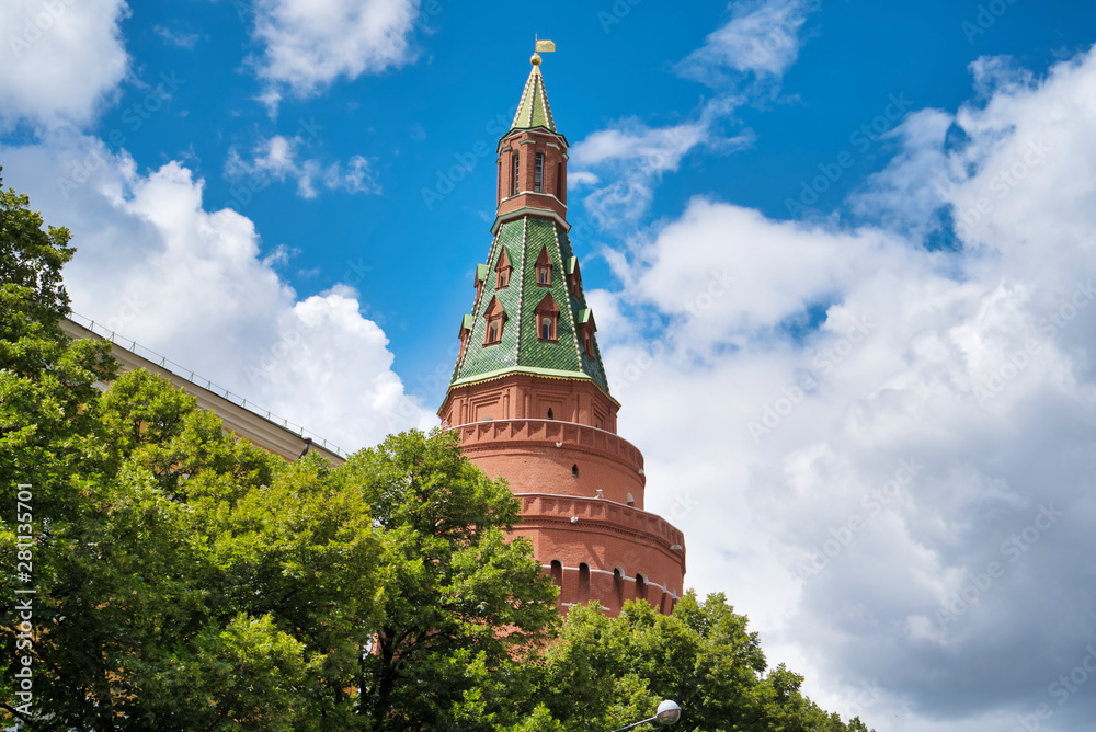 Uglovaya Arsenalnaya Tower on the northern wall of the Moscow Kremlin in Russia