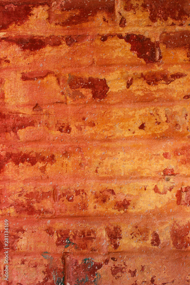 Blurred image of an old painted brick wall texture. Abstract texture background. Old wall background with a lot of copy space for text.
