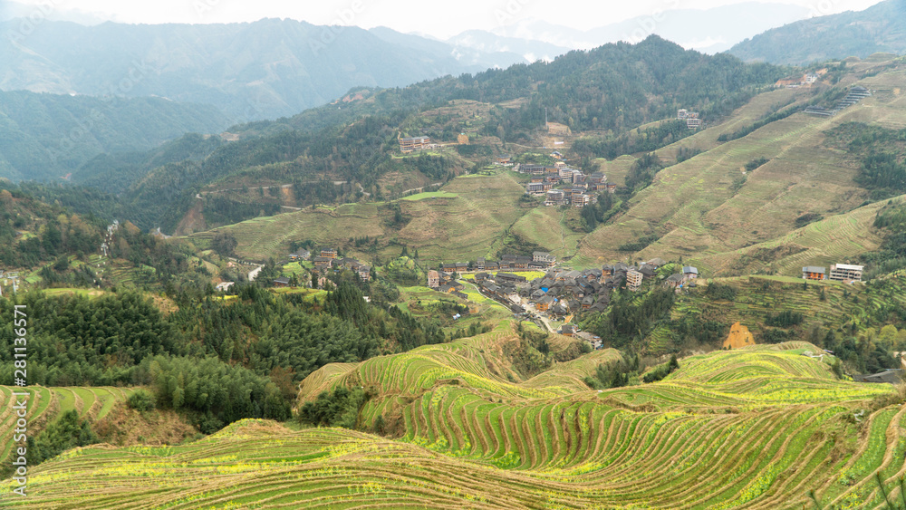 Famous Longji rice terraces (also  Longsheng rice terraces) during early spring, China