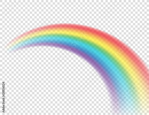 Abstract Realistic Colorful Rainbow on Transparent Background. Vector illustration.