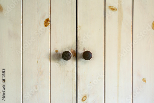Close up of a closed wooden door brown design background texture vintage interior beauty © annebel146
