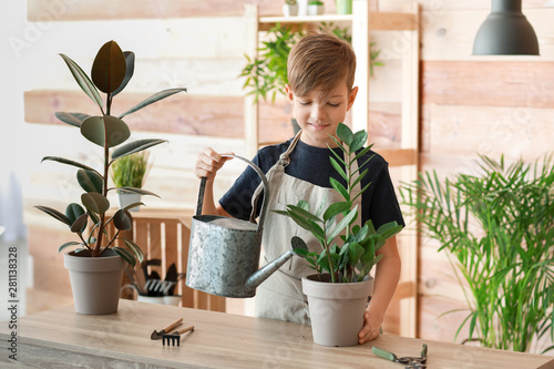 Cute little gardener with p...