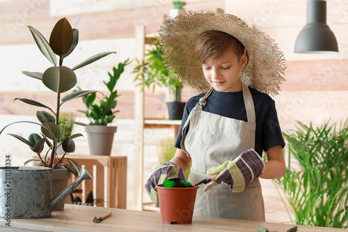 Cute little gardener with p...