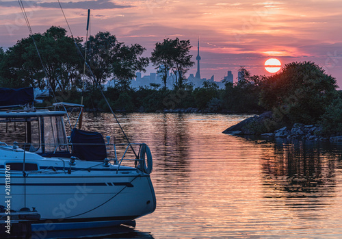 Photography The sun appears over Toronto as viewed from a marine.
