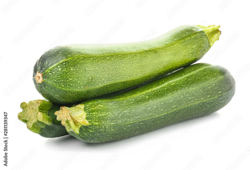 Fresh zucchini squashes on white background Fresh zucchini squashes on white background