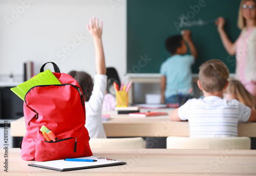 School backpack with statio...