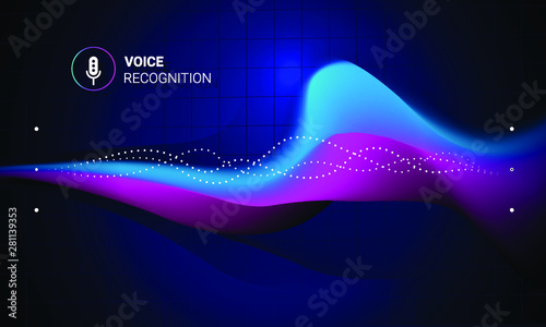 Personal assistant voice recognition concept. Artificial intelligence technologies. Sound wave logo concept for voice recognition application, website background. Home smart system assistant.Vector