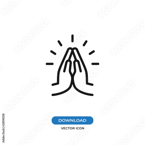 Pray icon isolated on white background. Pray icon in trendy design style. Pray vector icon modern and simple flat symbol for web site, mobile app, UI. Pray icon vector illustration, EPS10.