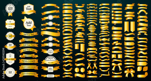 Beautiful Ribbons, Tags and Bows Collection Set Vector Design Eps 10	