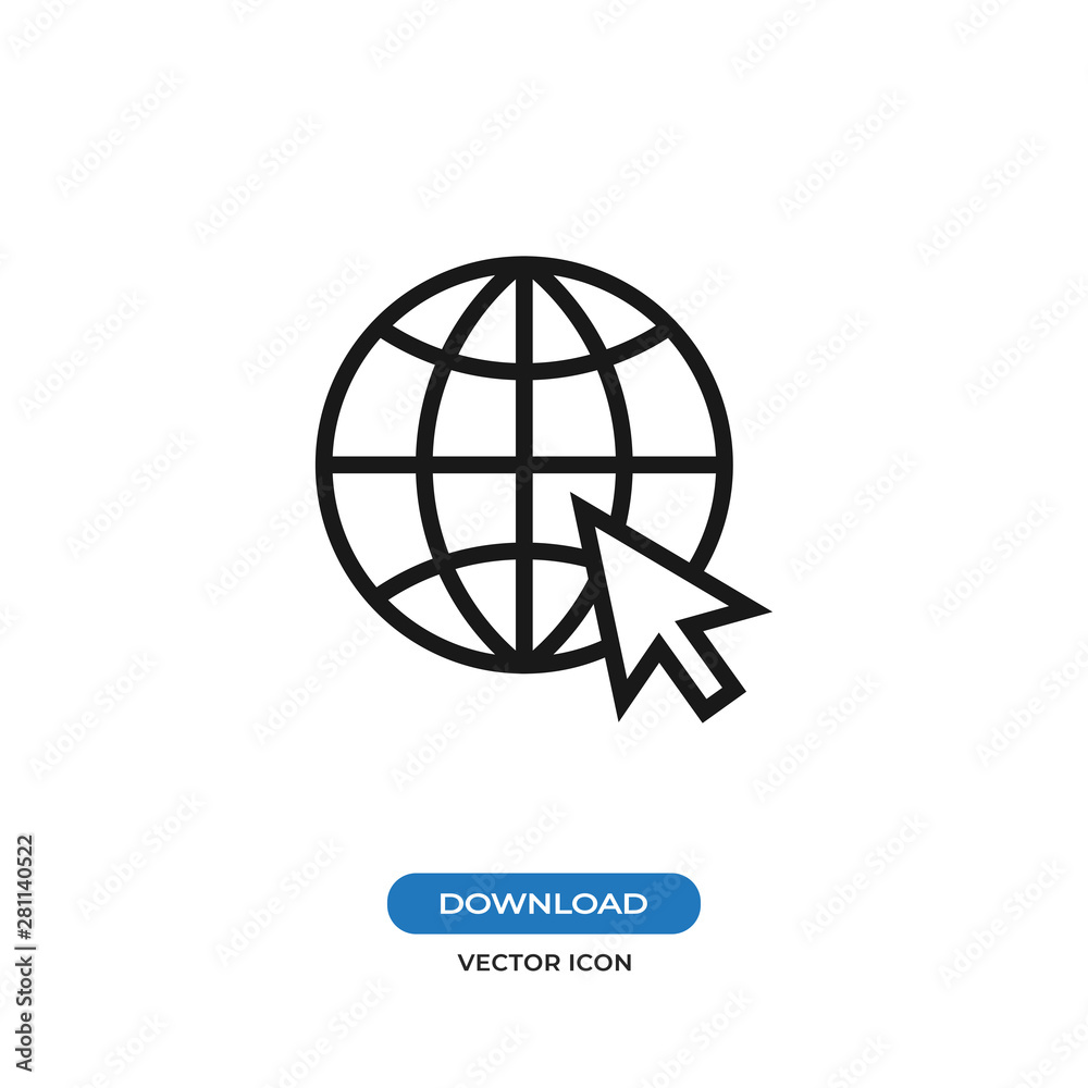 Go to web icon isolated on white background. Go to web icon in trendy design style. Go to web vector icon modern and simple flat symbol for web site, mobile app, UI.