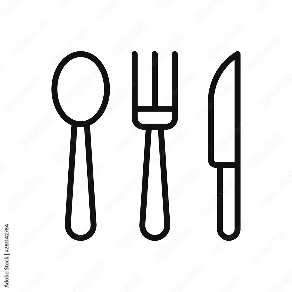 Spoon, fork and knife icon vector. Simple spoon, fork and knife sign in modern design style for web site and mobile app. EPS10 Spoon, fork and knife icon vector. Simple spoon, fork and knife sign in modern design style for web site and mobile app. EPS10