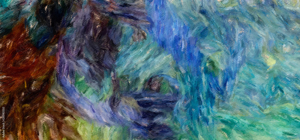 Obraz premium Abstract texture background. Digital painting in Vincent Van Gogh style artwork. Hand drawn artistic pattern. Modern art. Good for printed pictures, postcards, posters or wallpapers and textile print.