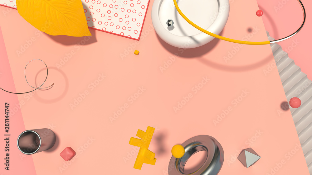 Fototapeta premium Abstract trendy composition with strange objects, high resolution 3D render