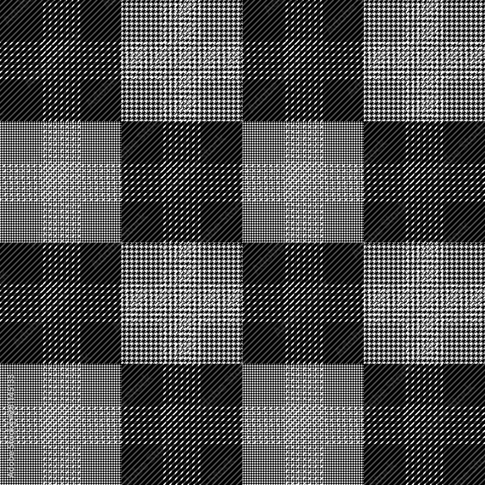 Black and white textured checkered pattern for textile print