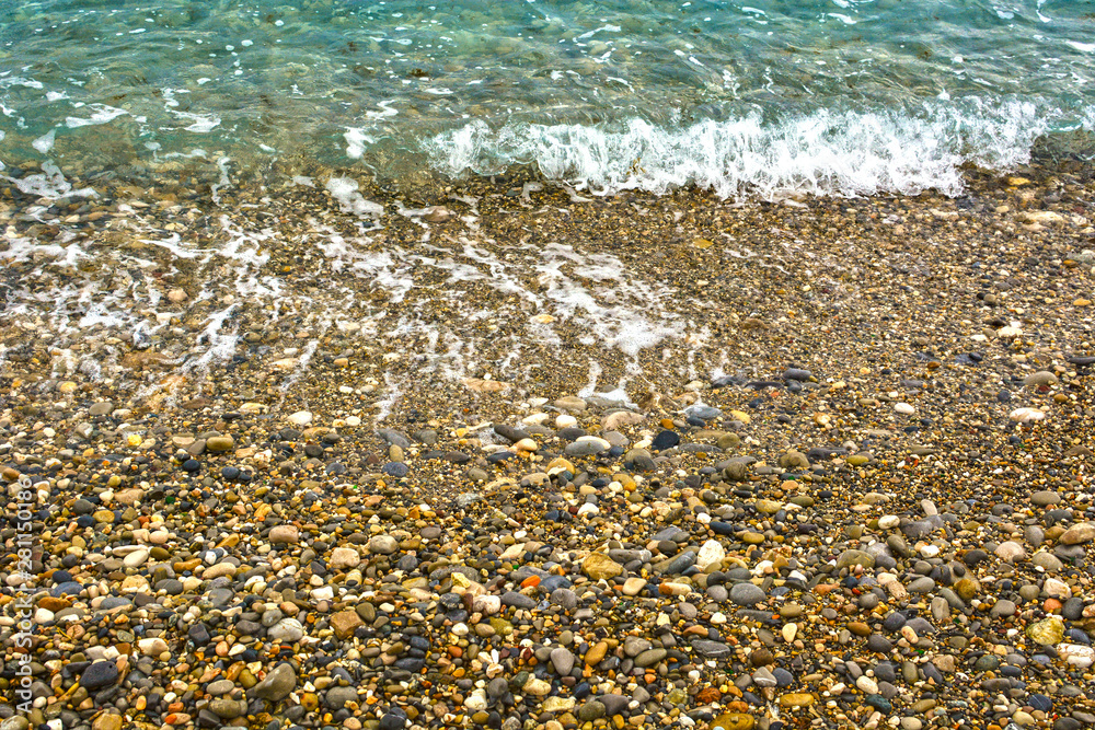 Pebble shore of French Riviera in Nice, natural background Pebble shore of French Riviera in Nice, natural background