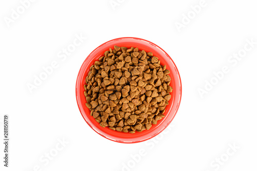 Dog food in a bowl isolated on white