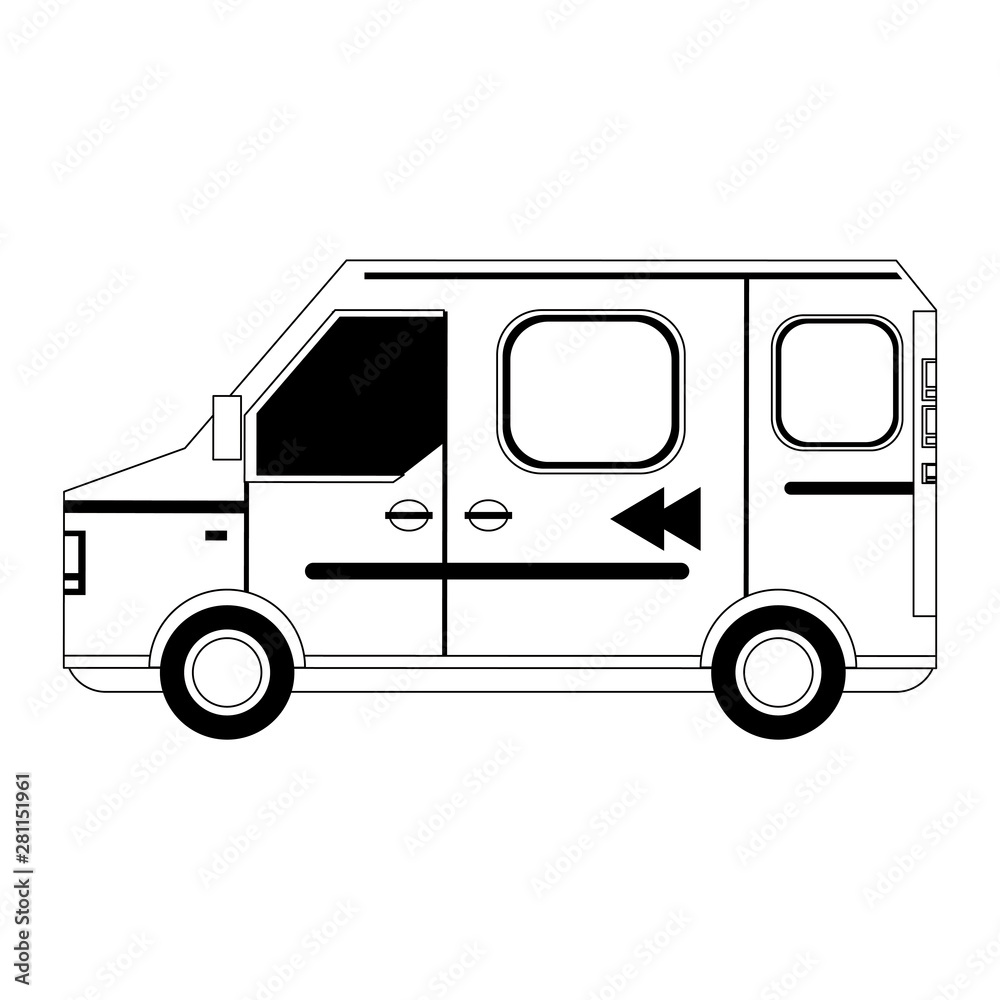 transport traffic delivery logistic cartoon in black and white