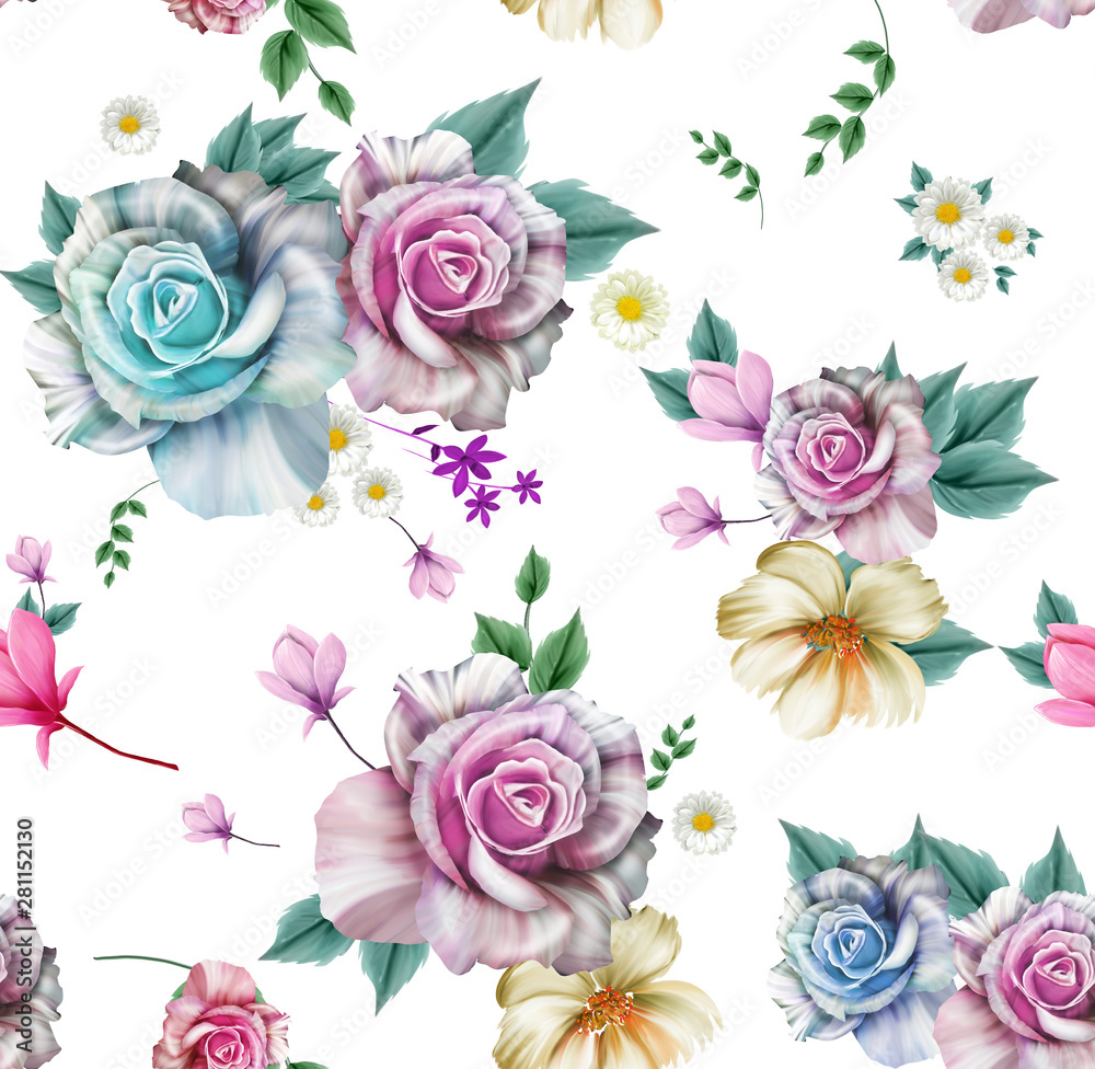 Flowers are full of romance,the leaves and flowers art design