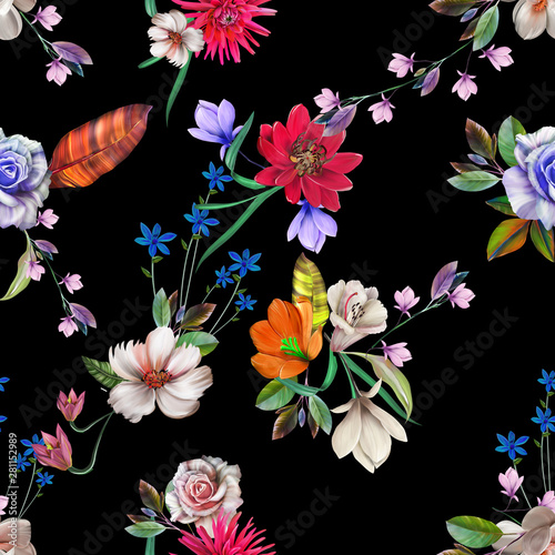 Flowers are full of romance the leaves and flowers art design