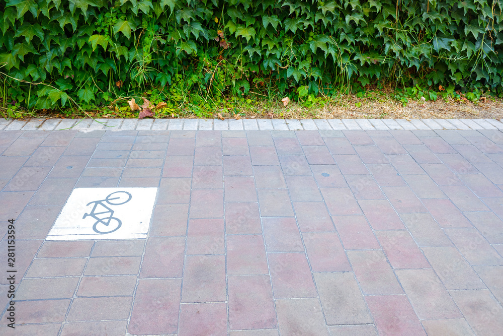 Obraz premium Bike lane separated from traffic with signal.