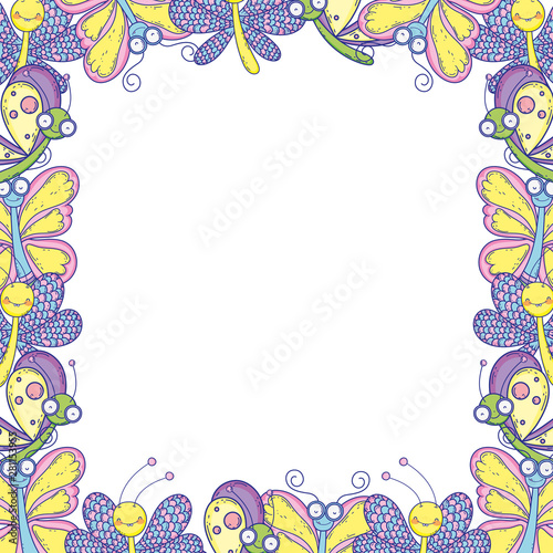 Isolated Butterfly draw cartoon frame vector illustration