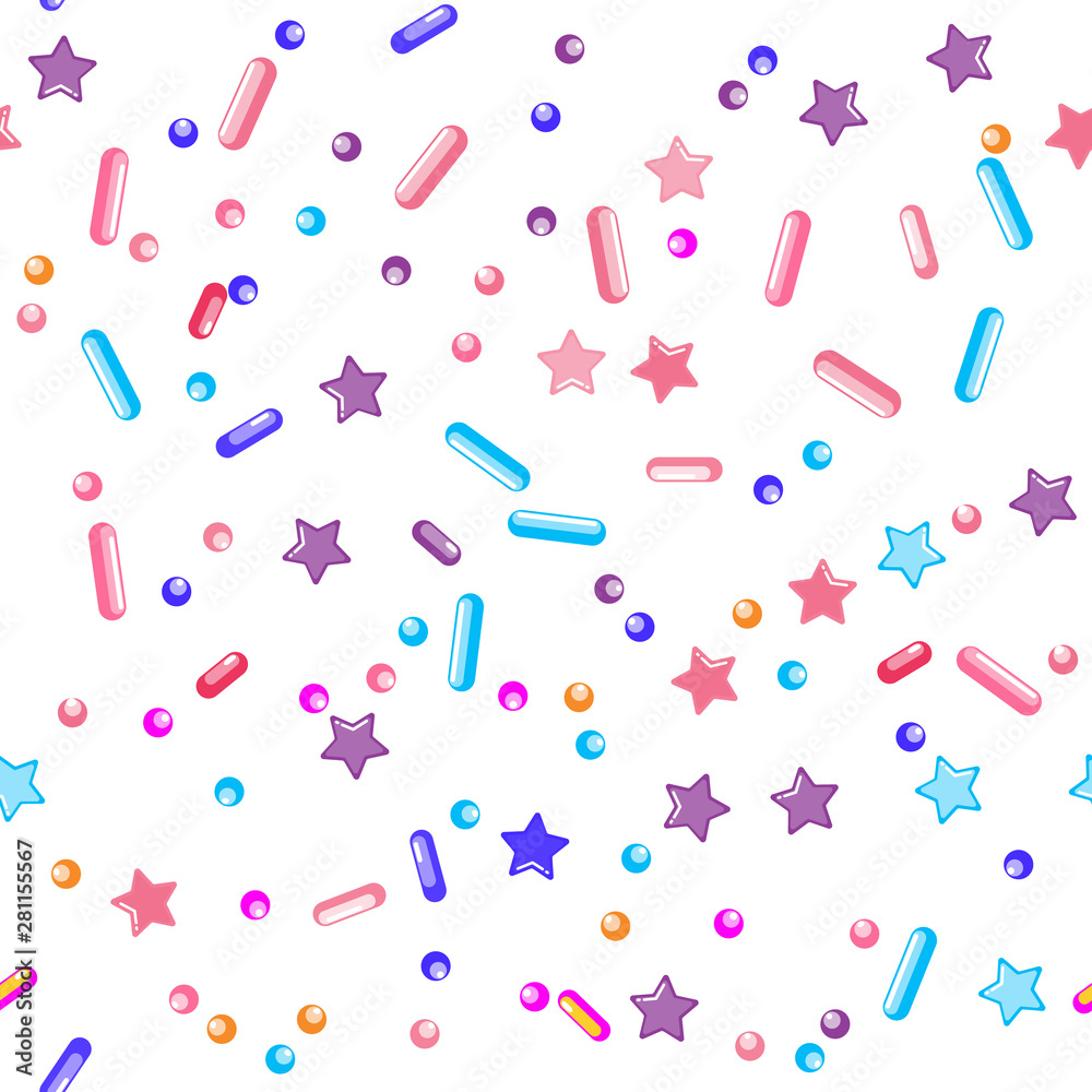 Sprinkle Cupcake Donut Topping. Seamless Pattern Sprinkle Cupcake Donut Topping. Seamless Pattern
