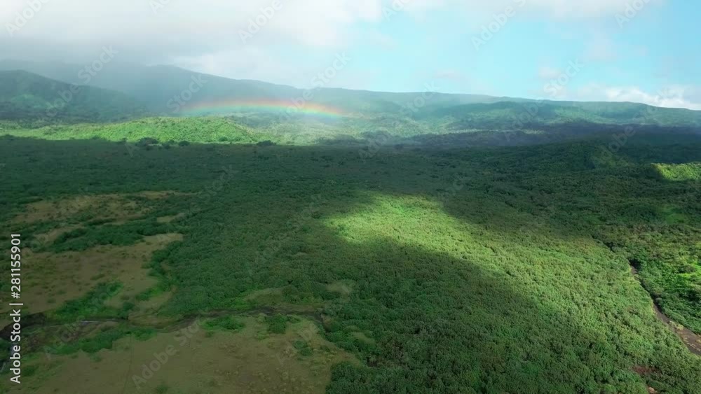 Amazing Rainforest Landscape of Tanna Island Vanuatu With Rainbow Over Forest, Cinematic Aerial Amazing Rainforest Landscape of Tanna Island Vanuatu With Rainbow Over Forest, Cinematic Aerial