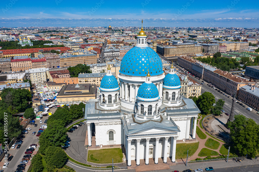 Obraz premium Saint Petersburg. Russia. Trinity-Izmailovsky Cathedral the view from the top. Petersburg panorama. Churches of St. Petersburg. Architectural monuments of St. Petersburg. Cities of Russia.