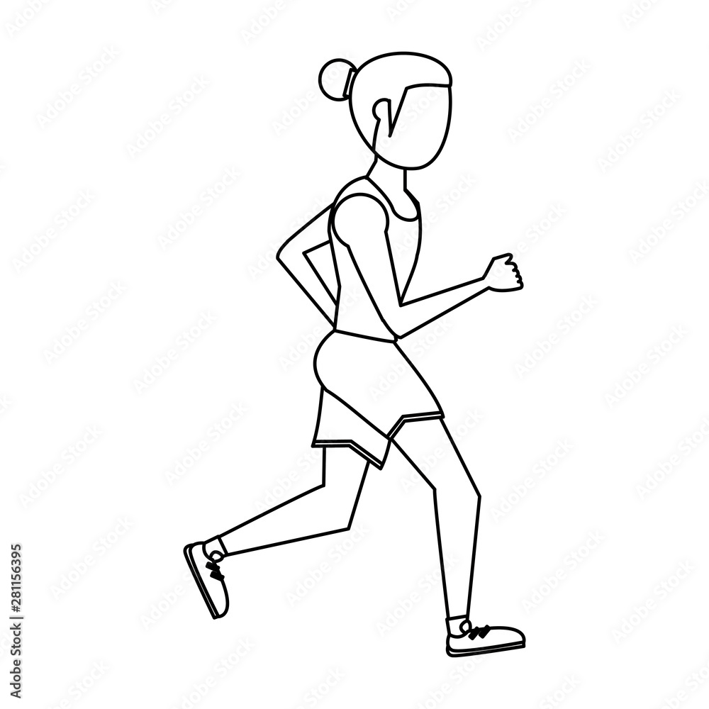 fitness sport excercise lifestyle cartoon in black and white