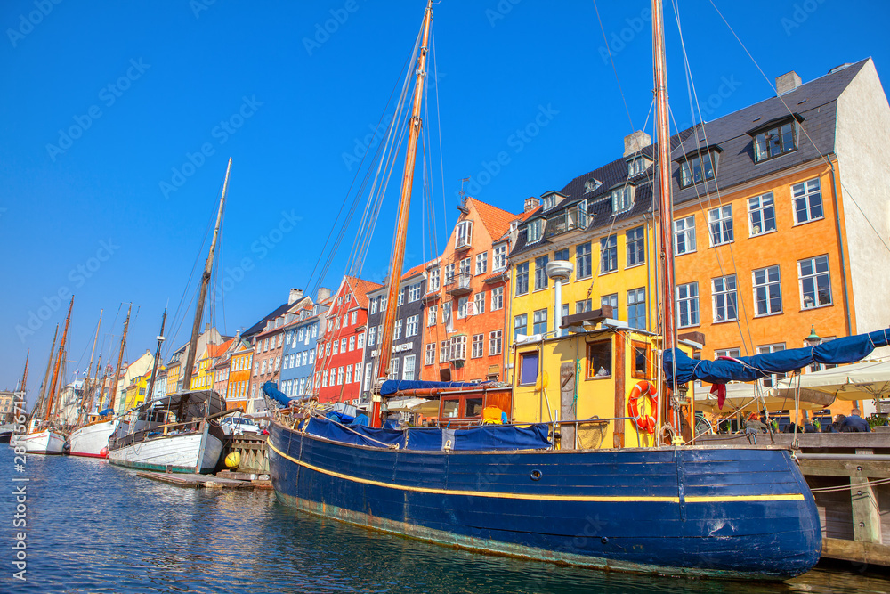Boats in Nyhavn Copenhagen , Denmark 