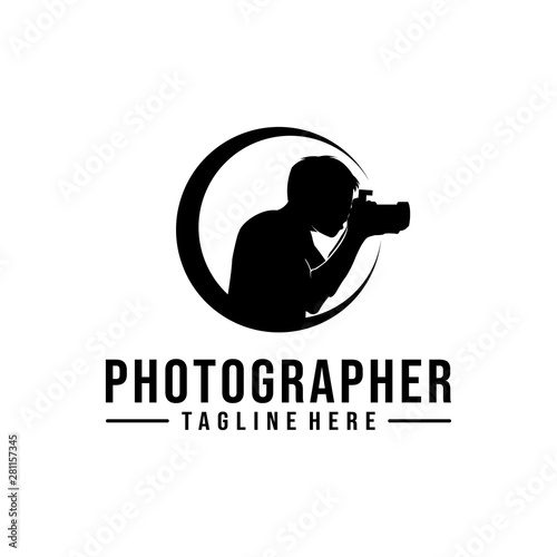 Photographer retro logo design with a man symbol