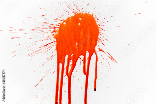 Blood splash on white background.