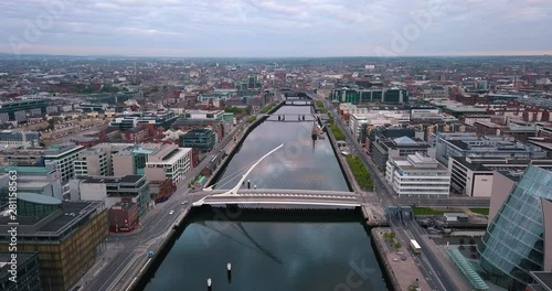 Aerial view of Dublin City in 4K, beautiful morning in the Irish Capital. photo