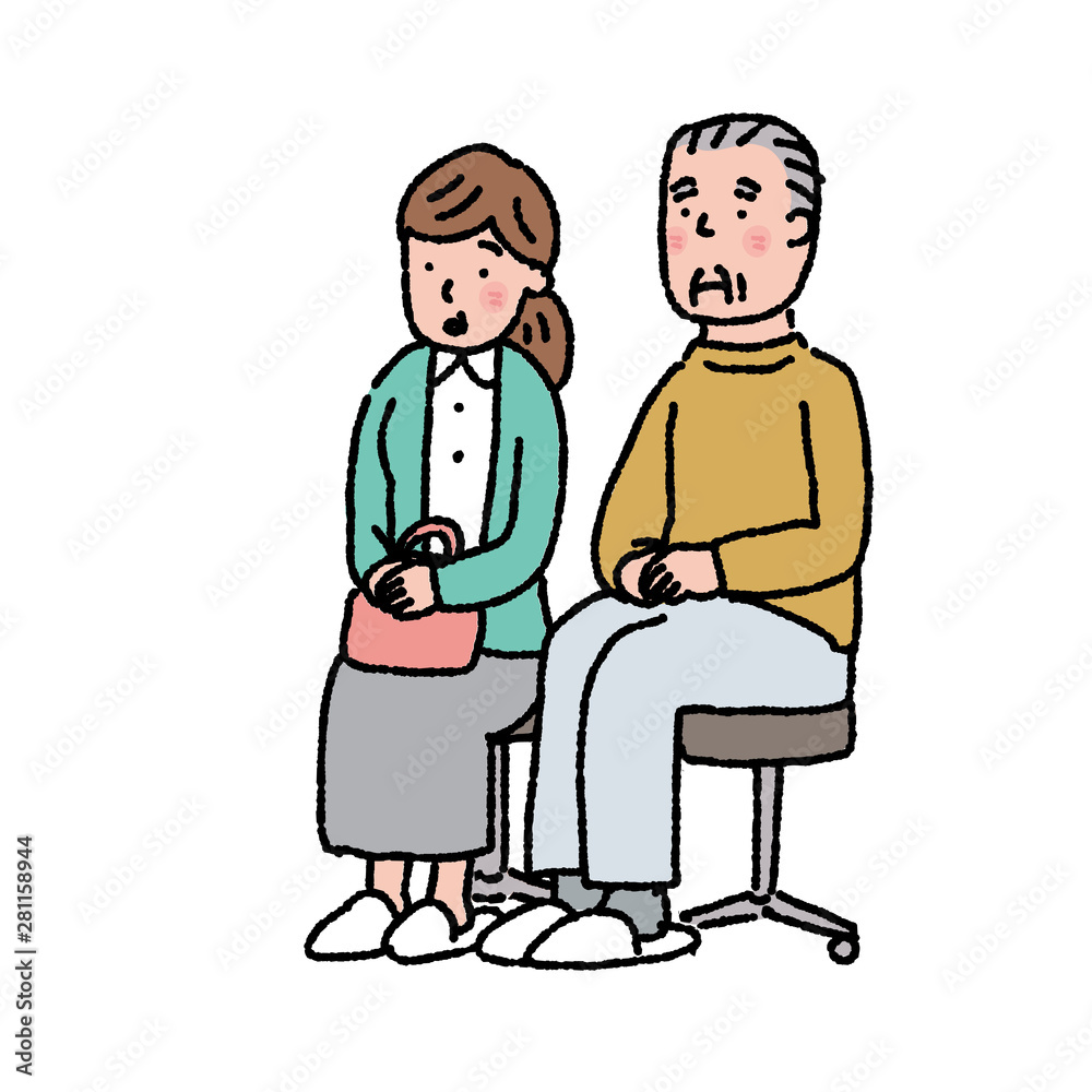 話を聞く高齢者 医者 診察 診断 カウンセリング イラスト 話を聞く高齢者 医者 診察 診断 カウンセリング イラスト