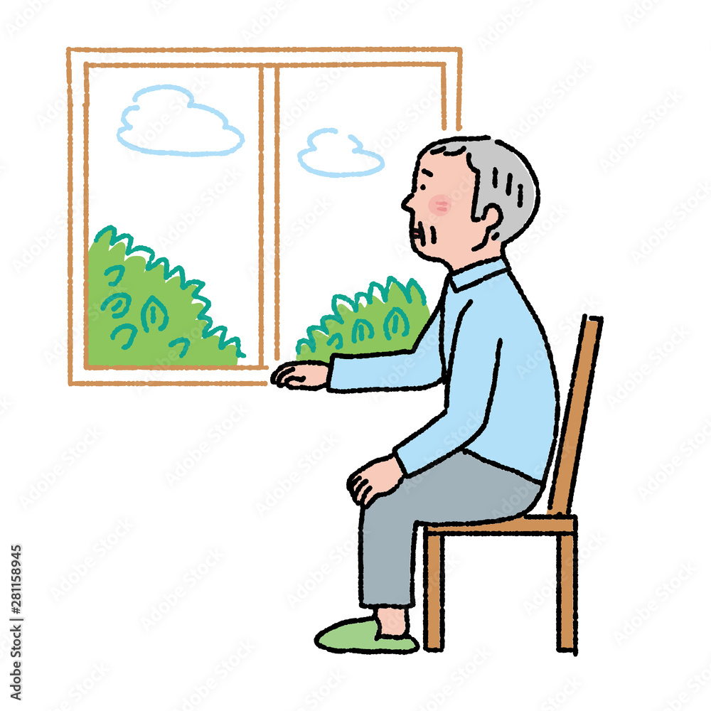 窓から外を見る高齢者 イラスト 認知症 Stock Vector Adobe Stock