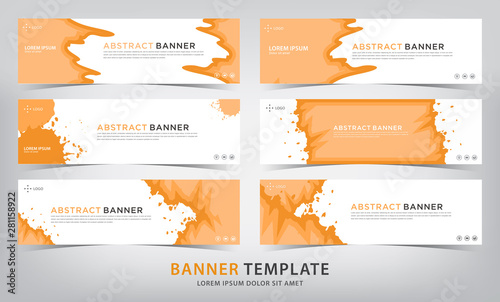 set of abstract orange banner template, vector illustration