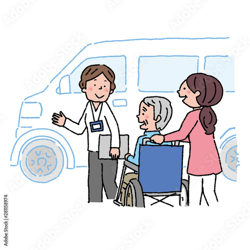 介護　高齢者　車椅子　ケアマネージャー　イラスト