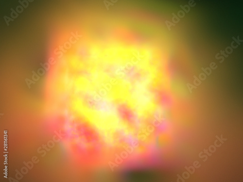 Abstract Yellow Colored Illustration - Soft Iridescent Colorful Cloud of Brilliant Energy, Glowing Plasma. Smoke, Energy Discharge, Digital Flames, Artistic Design. Minimal Soft Background Image