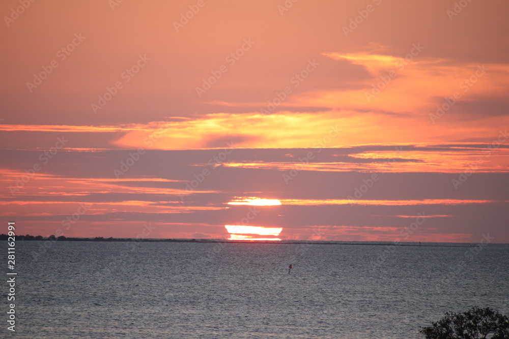 sunset over barrier island 