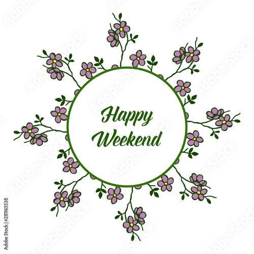 Wallpaper Mural Beautiful purple wreath frame, design for greeting card happy weekend. Vector Torontodigital.ca
