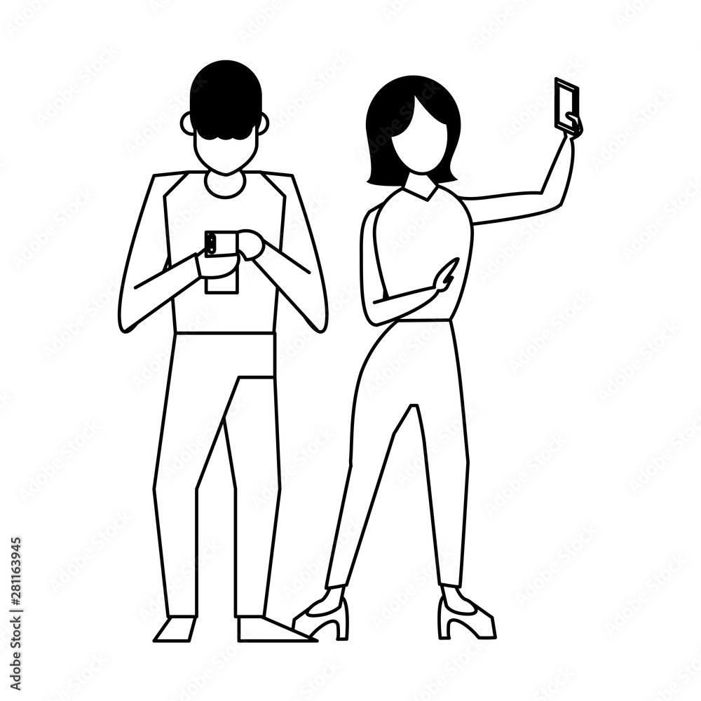 social media network chatting cartoon in black and white social media network chatting cartoon in black and white