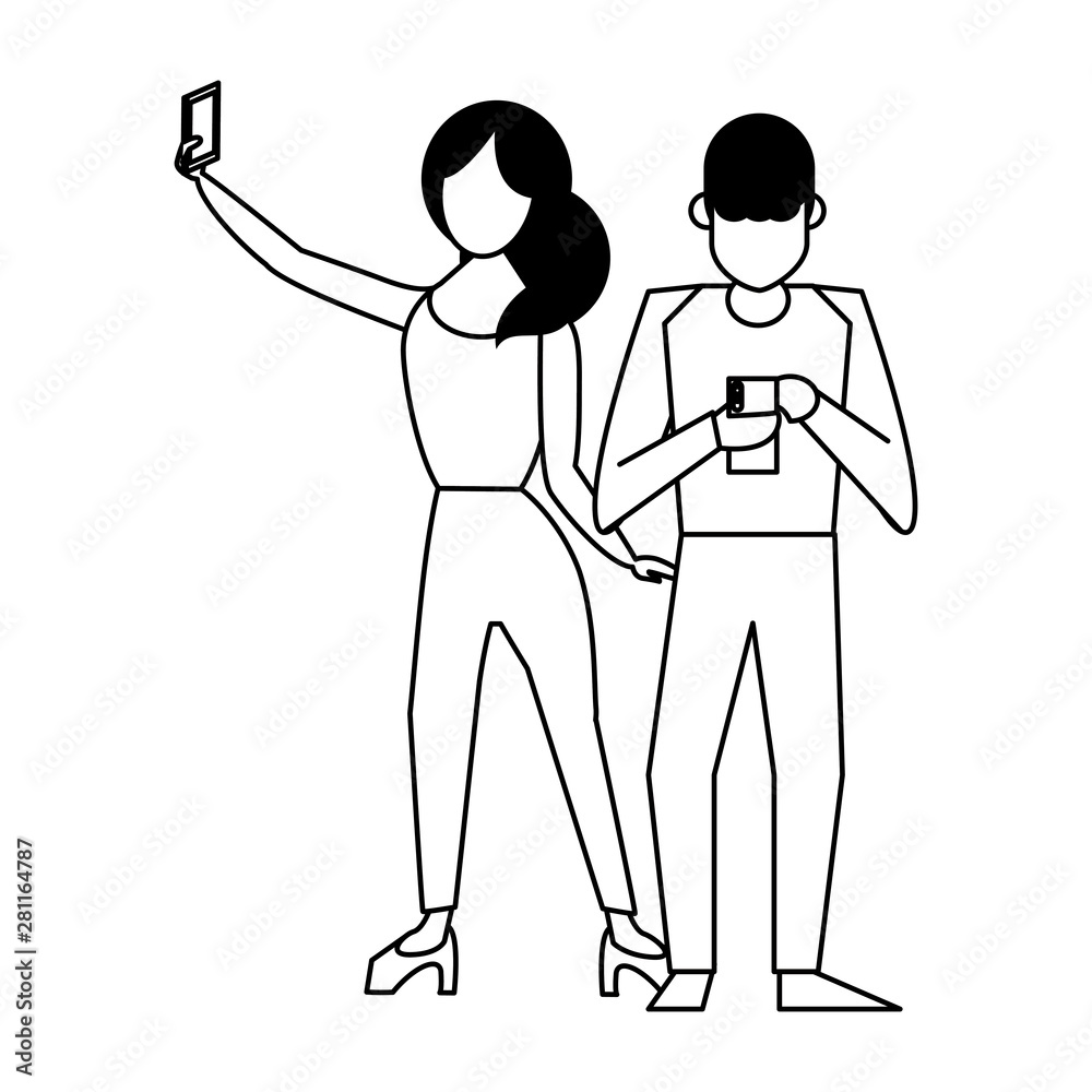 social media network chatting cartoon in black and white social media network chatting cartoon in black and white