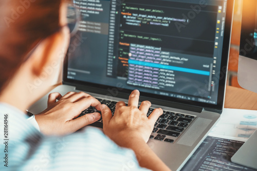 Developing programmer reading computer codes Development Website design and coding technologies.