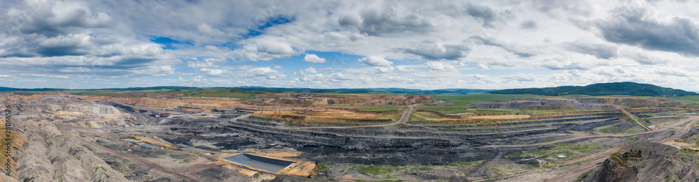 Naklejka premium coal mining open pit mine aerial black