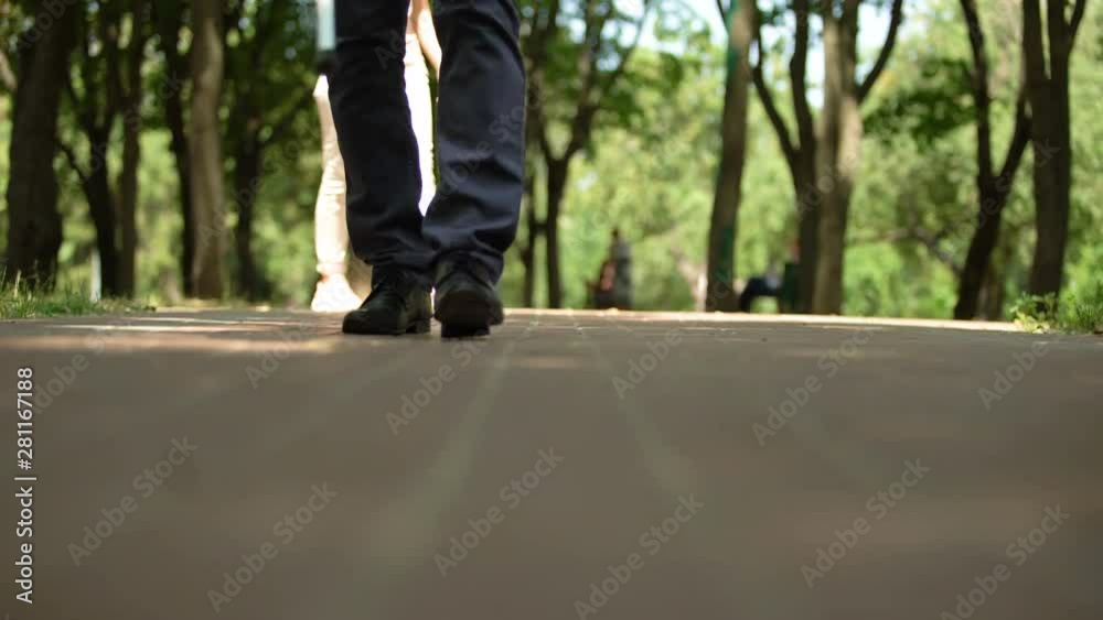Female returning lost keys to blind man walking alone outdoors, compassion Female returning lost keys to blind man walking alone outdoors, compassion